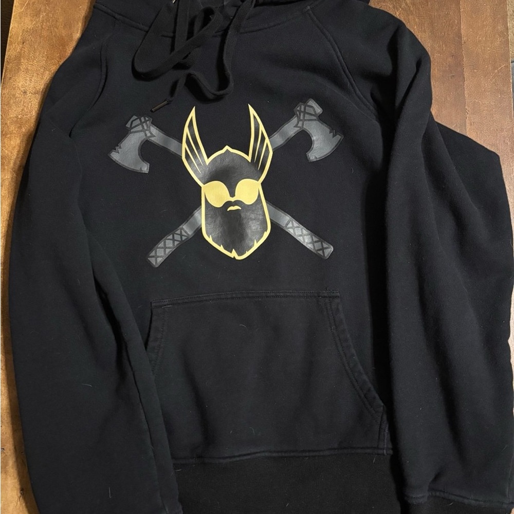 Black Hoodie with Viking Graphic